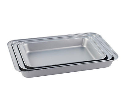 Silver 3-Piece Roaster Pan Set