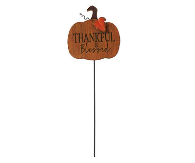 "Thankful & Blessed" Pumpkin Yard Stake