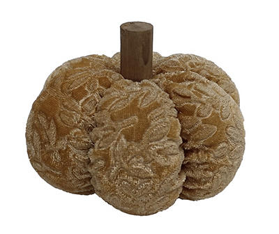 Brown Embossed Velvet Pumpkin Tabletop Decor