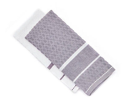 Gray & White Grid-Texture 2-Piece Kitchen Towel Set