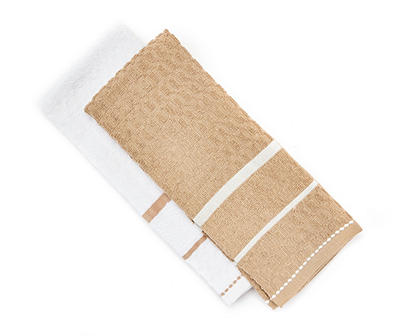 Tan & White Grid-Texture 2-Piece Kitchen Towel Set