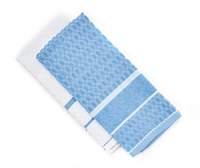 Blue & White Grid-Texture 2-Piece Kitchen Towel Set