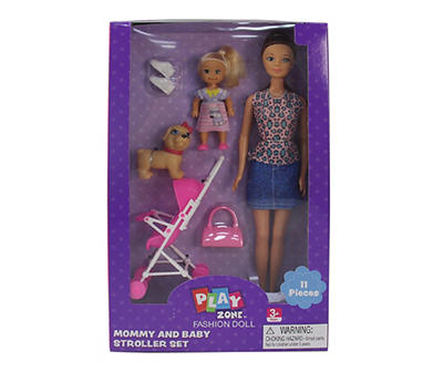 Mommy, Baby & Stroller Doll Play Set