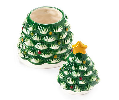 Green Christmas Tree Ceramic Cookie Jar