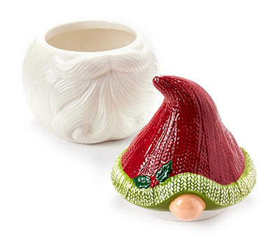 Red & White Gnome Ceramic Cookie Jar