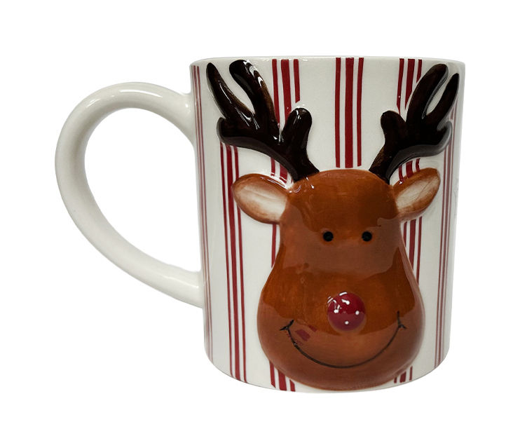 Winter Wonder Lane Stripe Reindeer Ceramic Mug, 16 Oz.