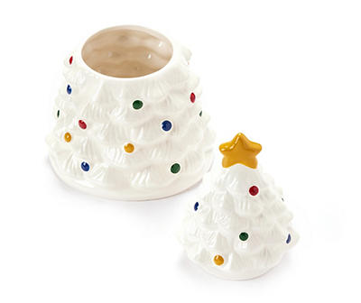 White Christmas Tree Ceramic Cookie Jar