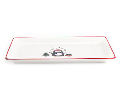 Holiday Penguin Rectangular Ceramic Serving Platter