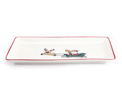 Santa's Sleigh Rectangular Ceramic Serving Platter