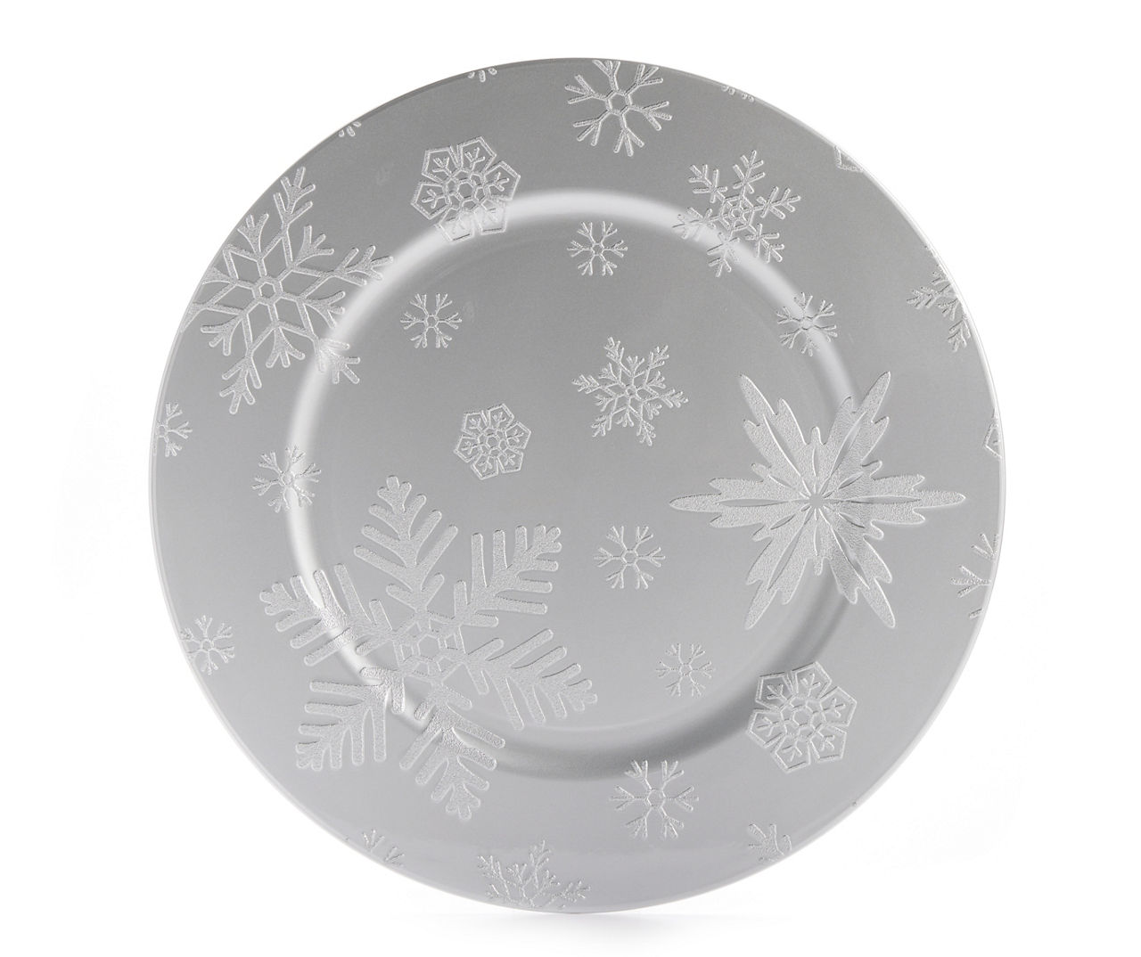 Silver Snowflake Plastic Charger Plate