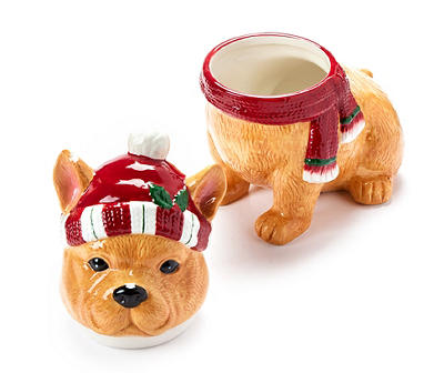 Holiday French Bulldog Ceramic Cookie Jar