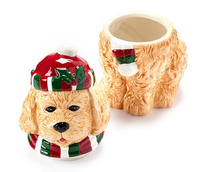 Holiday Goldendoodle Ceramic Cookie Jar