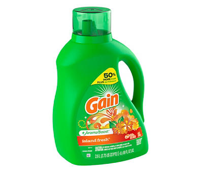 Gain + Aroma Boost Liquid Laundry Detergent, Island Fresh Scent, 61 Loads, 88 oz, HE Compatible