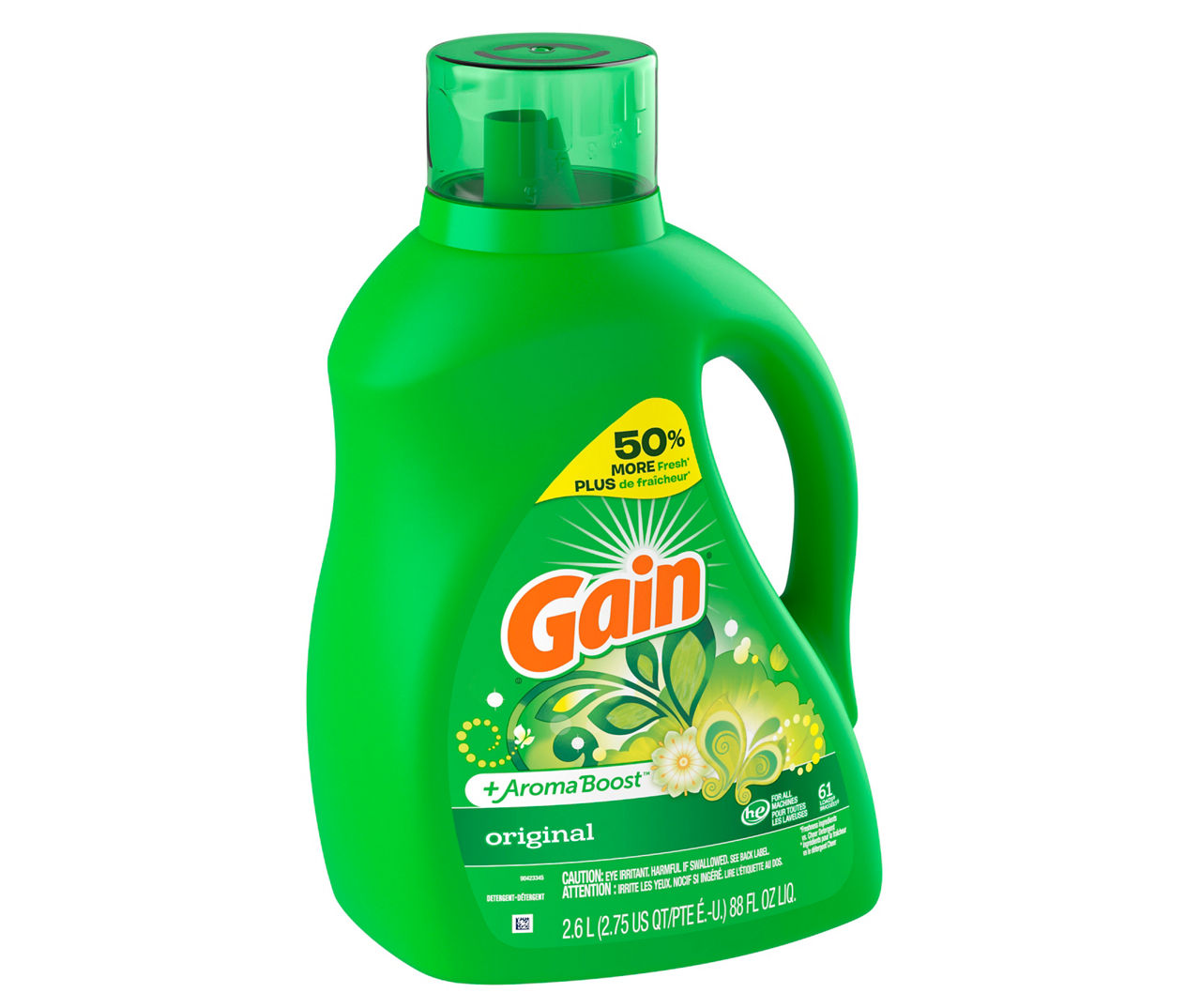 Gain + Aroma Boost Liquid Laundry Detergent, Original Scent, 61 Loads, 88 fl oz, HE Compatible