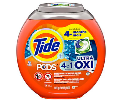 PODS 4in1 Ultra Oxi Liquid Laundry Detergent Pacs, 57-Count