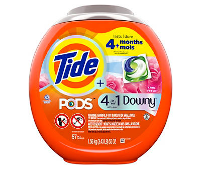 PODS 4in1 Plus Downy Liquid Laundry Detergent Pacs, 57-Count
