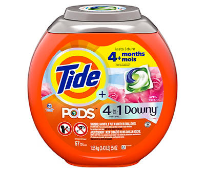PODS 4in1 Plus Downy Liquid Laundry Detergent Pacs, 57-Count