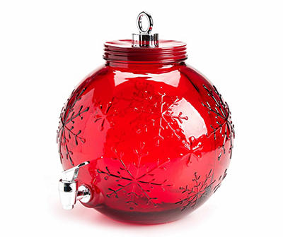 Red Snowflake Ornament 1.5-Gallon Beverage Dispenser