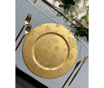 Gold Snowflake Plastic Charger Plate
