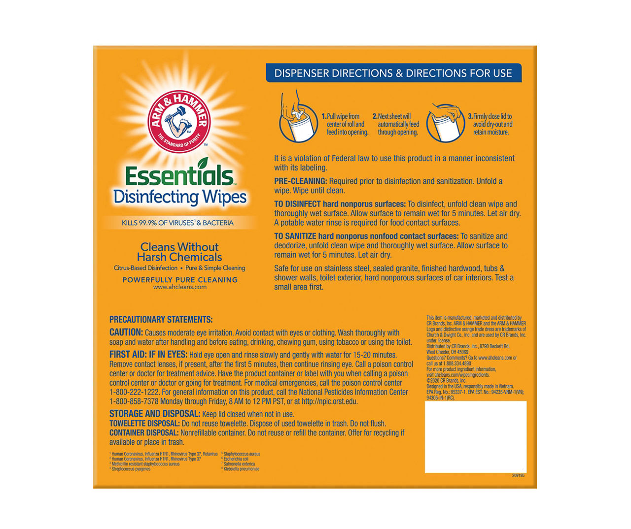 Arm and hammer essentials store cleaning wipes