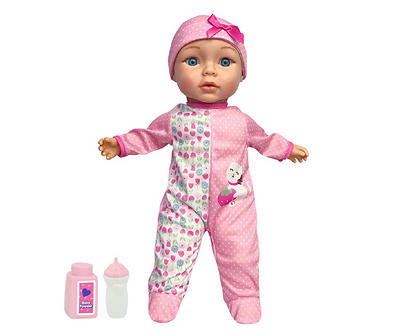 My First Newborn 16" Pink Poodle Outfit Talking Baby Doll, Blue Eyes