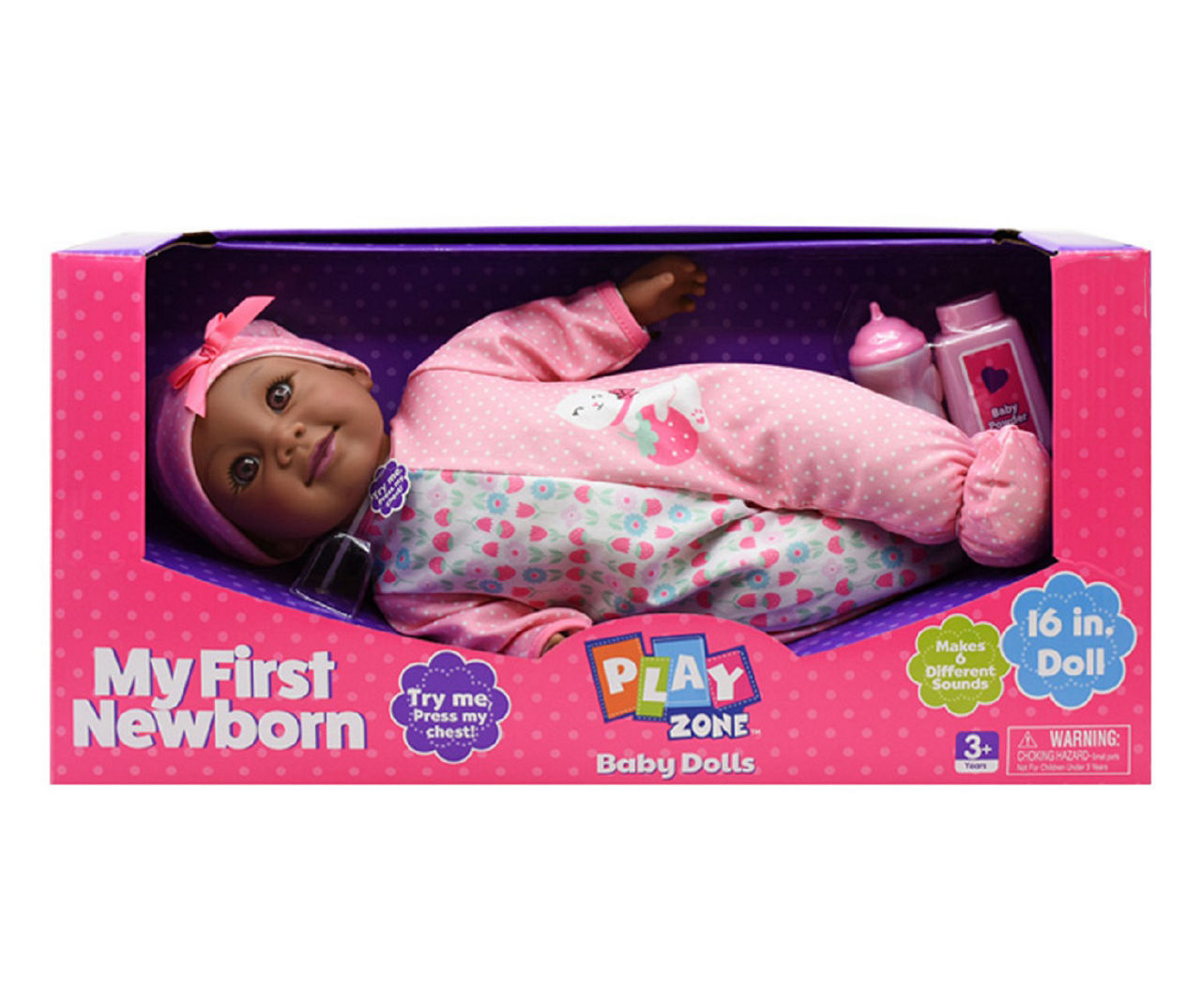 Play Zone My First Newborn 16 Pink Kitty Outfit Talking Baby Doll Brown Eyes Big Lots