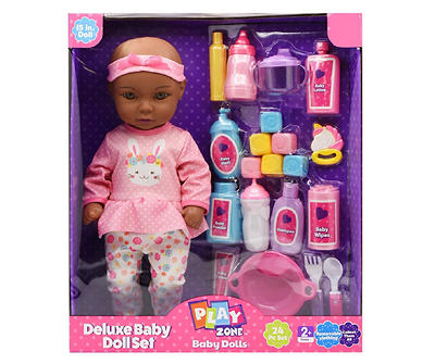 Rabbit Outfit 24-Piece Deluxe Doll Baby Set, Dark Skin