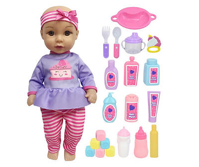 Cake Outfit 24-Piece Deluxe Doll Baby Set, Dark Skin