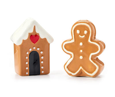 Gingerbread Man With House 2-Piece Salt & Pepper Shaker Set