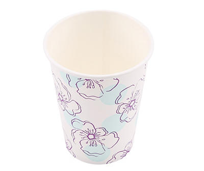 White & Purple Flower 12 Oz. Paper Cups, 50-Pack