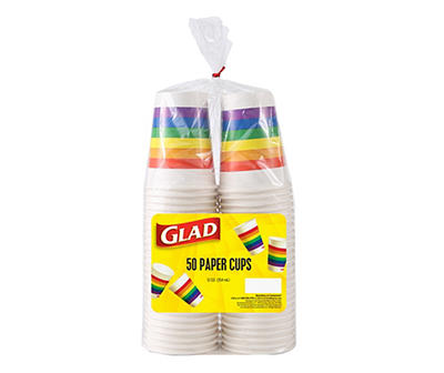 Rainbow 12 Oz. Paper Cups, 50-Pack