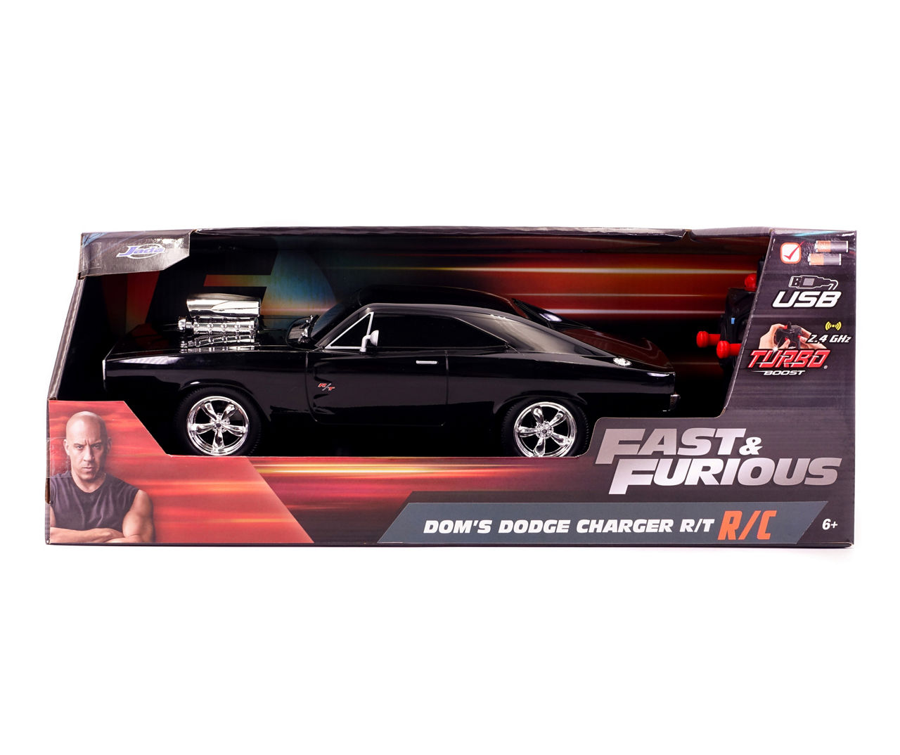 Fast Furious Black 1 16 Dom s 1970 Dodge Charger RC Toy Big Lots