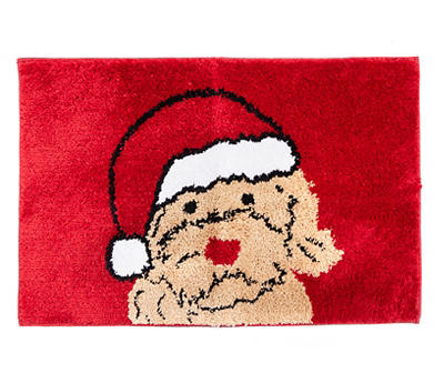 Santa's Workshop Red & Tan Holiday Dog Bath Rug