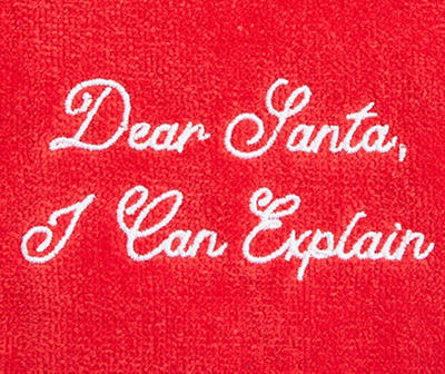 Santa's Workshop "Dear Santa" Red Embroidered Hand Towel