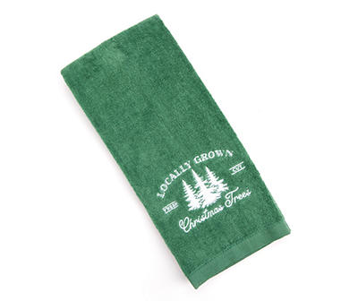 Santa's Workshop "Christmas Trees" Green Embroidered Hand Towel