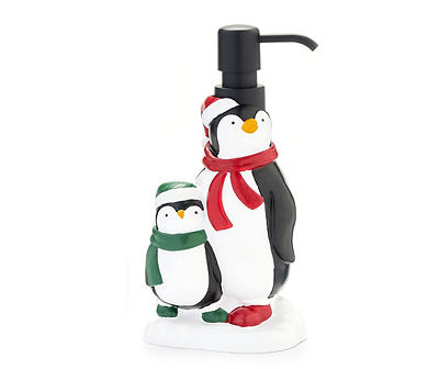Santa's Workshop Black & White Penguin Family Lotion Pump