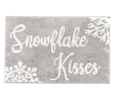 Frosted Forest "Snowflake Kisses" Gray Bath Rug