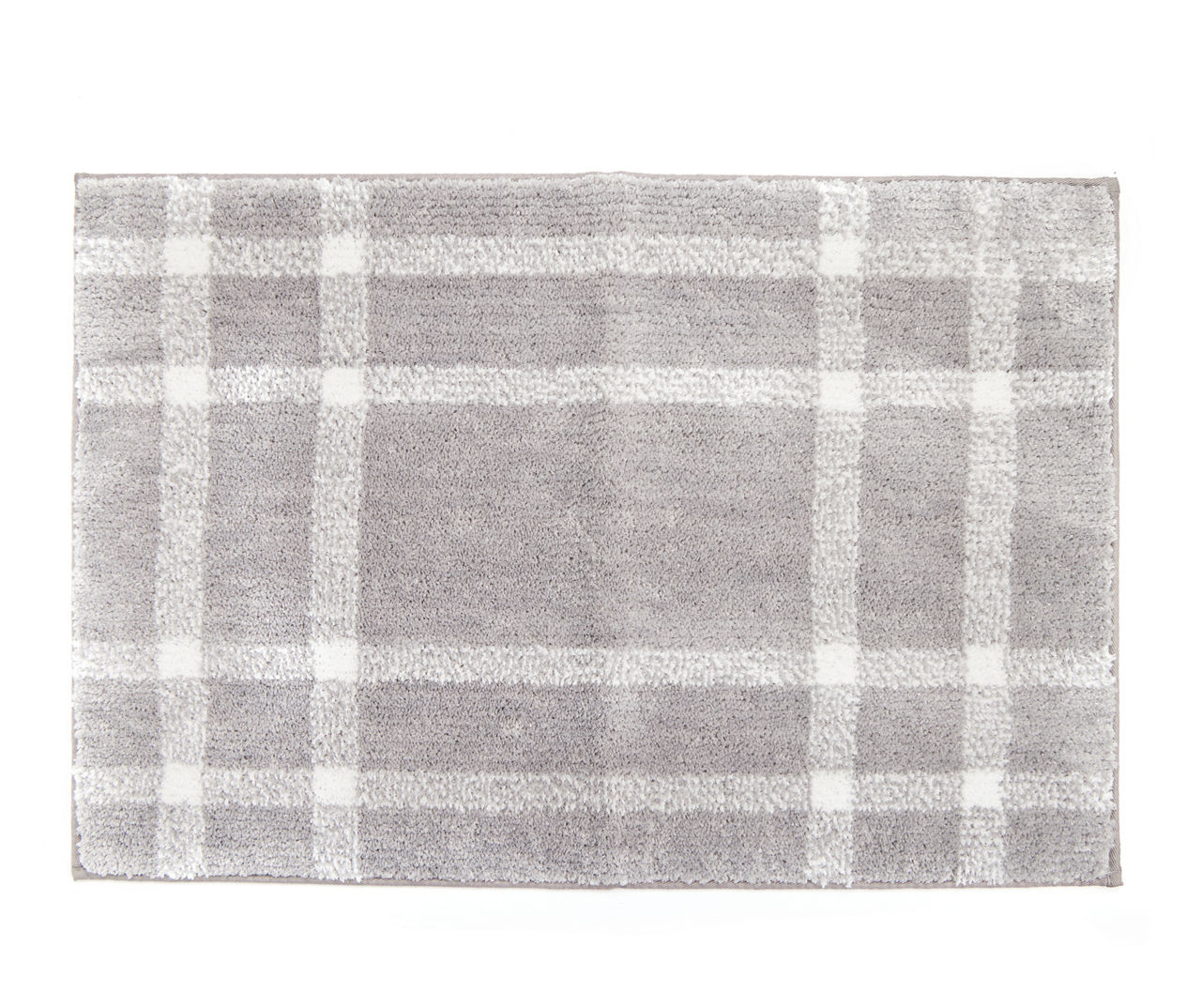 Frosted Forest Gray & White Plaid Bath Rug Big Lots