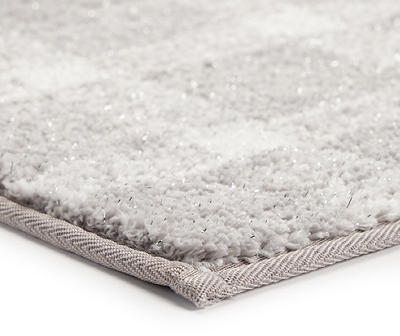 Frosted Forest Gray & White Plaid Bath Rug