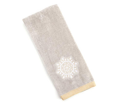 Frosted Forest Gray Snowflake Embroidered Hand Towel