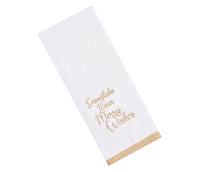 Frosted Forest "Snowflake Kisses" White Embroidered Hand Towel