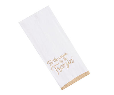 Frosted Forest "Freezin'" White Embroidered Hand Towel