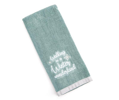 Frosted Forest "Winter Wonderland" Dark Green Embroidered Hand Towel