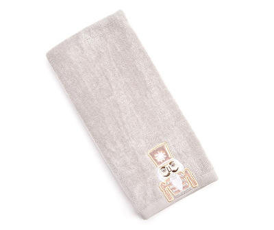 Frosted Forest Gray Nutcracker Embroidered Hand Towel