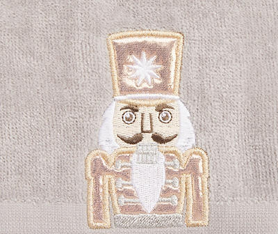 Frosted Forest Gray Nutcracker Embroidered Hand Towel