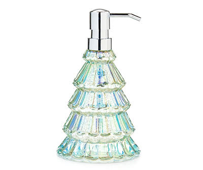 Frosted Forest Green Tree Glass Lotion Pump