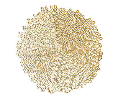 Gold Bloom Round Pressed Vinyl Placemats, 4-Pack
