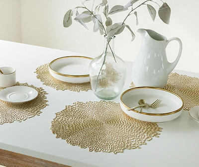 Gold Bloom Round Pressed Vinyl Placemats, 4-Pack