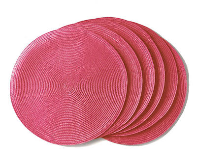 Punch Pink Weave-Texture Round Placemats, 6-Pack