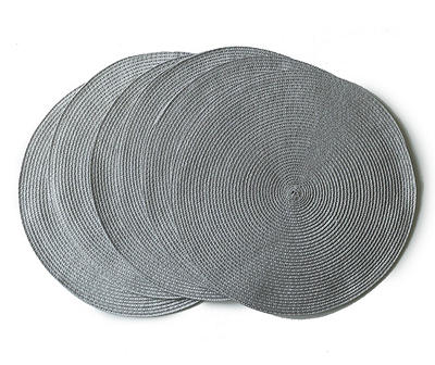 Cloud Silver Weave-Texture Round Placemats, 6-Pack